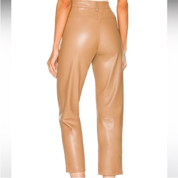 LBLC the label Jen Faux Leather Trousers in Cognac - Picture 2 of 2